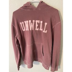 UNWELL Womens Dusty Rose Pink Graphic Hoodie Sweatshirt Pullover Medium